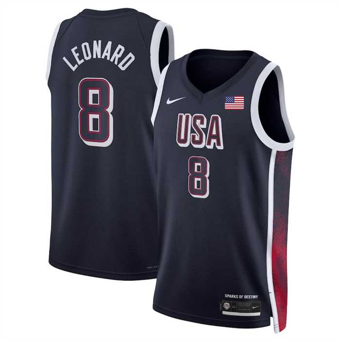 Men%27s USA Basketball #8 Kawhi Leonard Navy 2024 Swingman Stitched Jersey